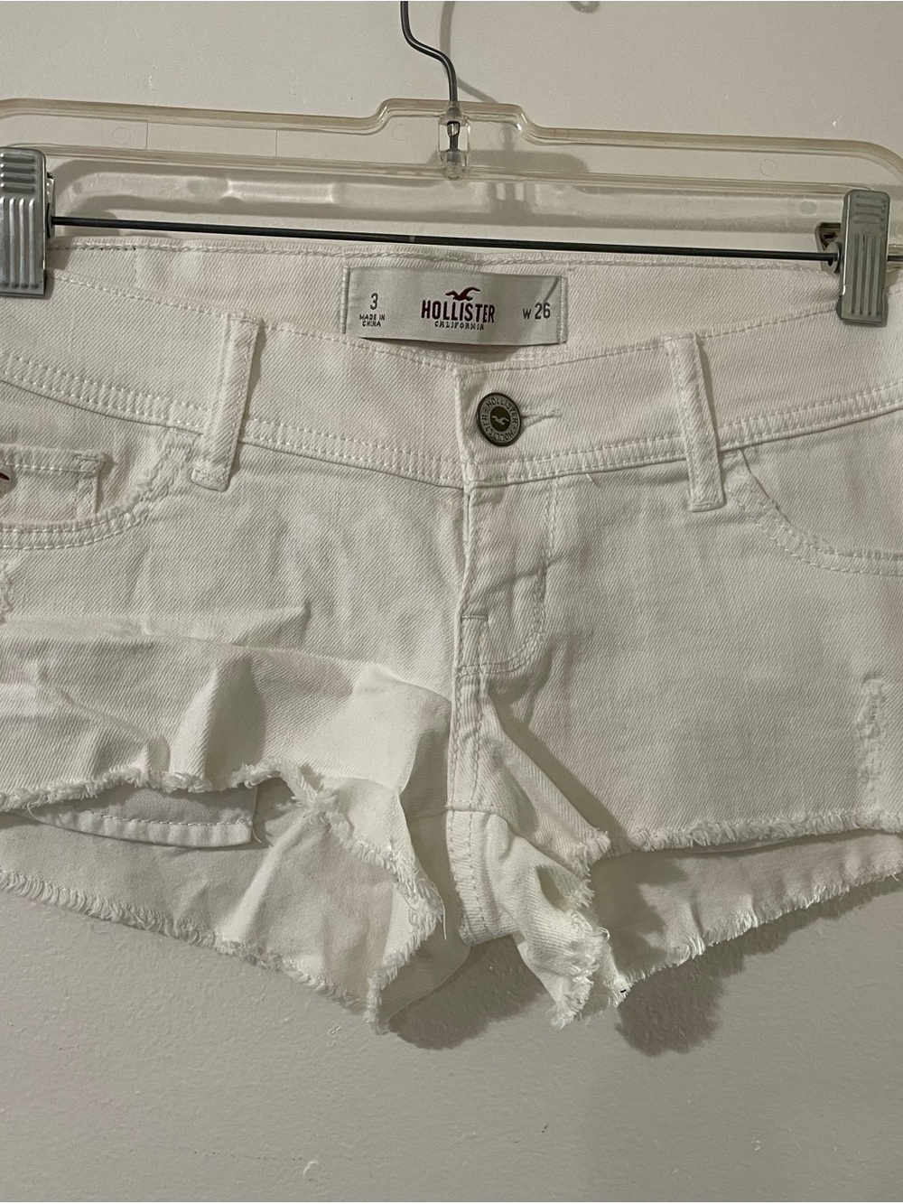 Hollister White Frayed Denim Cutoff Shorts